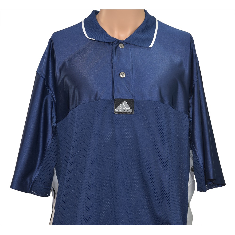 *Vtg Adida Blue Tearaway Button Side Snapoff Shirt